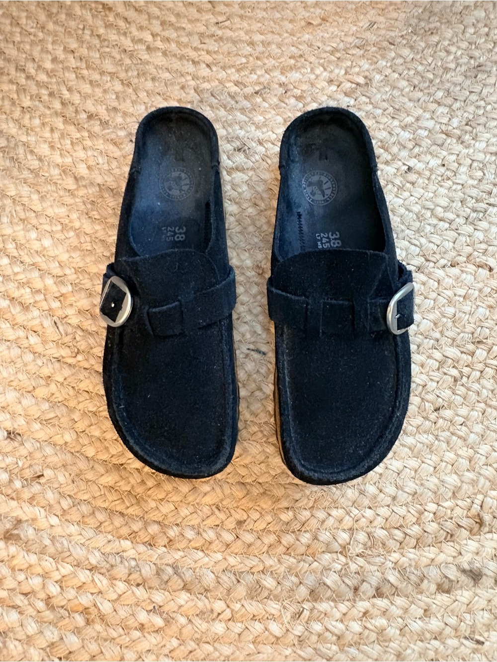 Birkenstock Black Suede Boston Clogs